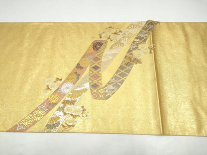平和屋本店●西陣　長嶋成織物　ながしま帯　六通柄袋帯　唐織　名裳譜　本金箔　瀞金錦　正絹　逸品　CABH5149hy