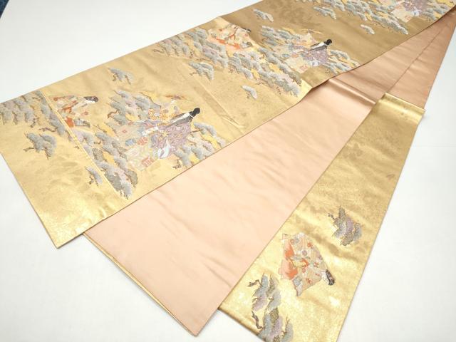 平和屋本店●西陣　長嶋成織物　ながしま帯　六通柄袋帯　能楽の調　本金箔　瀞金錦　正絹　逸品　CABH5155hy