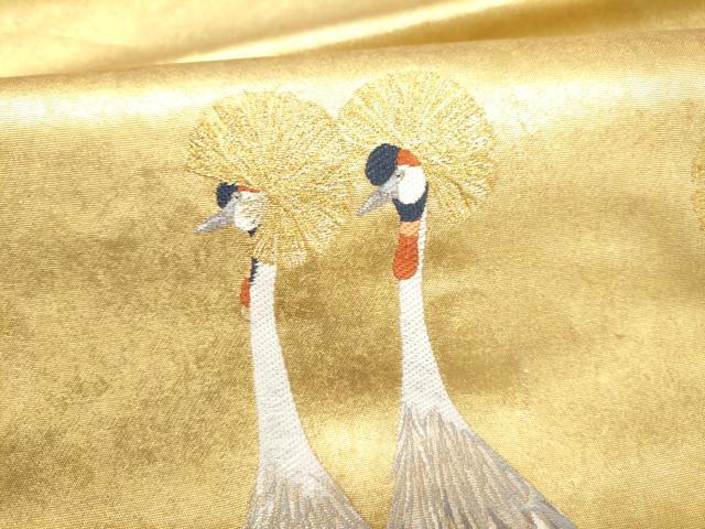 平和屋本店●西陣　長嶋成織物　ながしま帯　六通柄袋帯　作家物　冠鶴　本金箔　瀞金錦　正絹　逸品　CABH5156hy