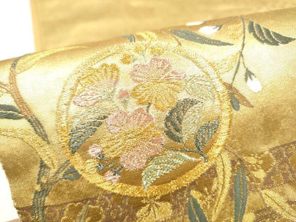 平和屋本店●西陣　長嶋成織物　ながしま帯　六通柄袋帯　元禄錦繍文　本金箔　瀞金錦　正絹　逸品　CABH5157hy
