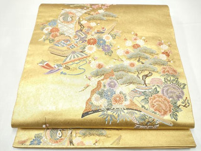 平和屋本店●西陣　長嶋成織物　ながしま帯　六通柄袋帯　宝飾絢麗文　本金箔　瀞金錦　正絹　逸品　CABH5160hy
