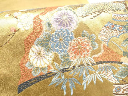 平和屋本店●西陣　長嶋成織物　ながしま帯　六通柄袋帯　宝飾絢麗文　本金箔　瀞金錦　正絹　逸品　CABH5160hy