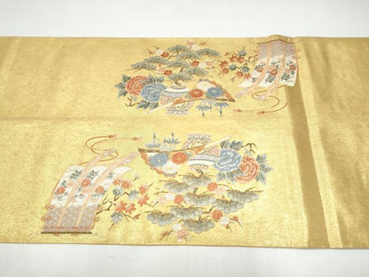 平和屋本店●西陣　長嶋成織物　ながしま帯　六通柄袋帯　宝飾絢麗文　本金箔　瀞金錦　正絹　逸品　CABH5160hy
