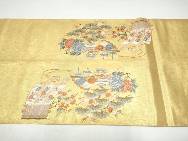 平和屋本店●西陣　長嶋成織物　ながしま帯　六通柄袋帯　宝飾絢麗文　本金箔　瀞金錦　正絹　逸品　CABH5160hy
