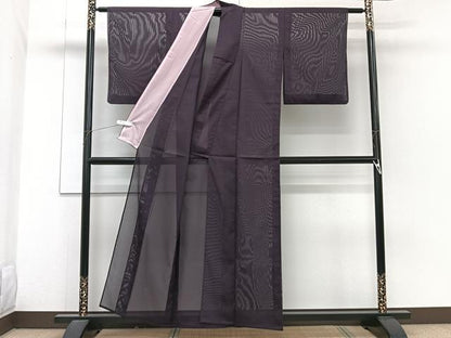 平和屋着物＊夏物　色無地　絽　滅紫色　洗える着物　CABH5205xi