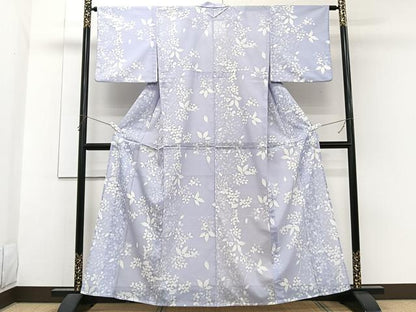 平和屋着物＊夏物　小紋　絽　枝花文　洗える着物　CABH5206xi