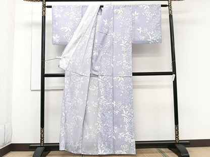 平和屋着物＊夏物　小紋　絽　枝花文　洗える着物　CABH5206xi