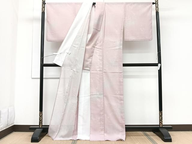 平和屋着物＊夏物　小紋　絽　草花文　暈し染め　洗える着物　CABH5207xi