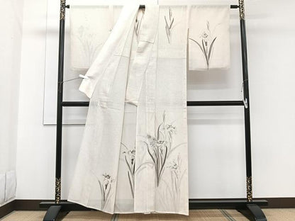 平和屋着物＊夏物　訪問着　絽　手描き　草花文　正絹　逸品　CABH5209xi