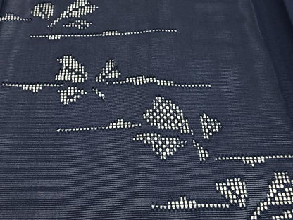 平和屋着物＊夏物　無地絵羽訪問着　絽　草花文　鉄紺色　正絹　逸品　CABH5219xi