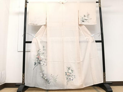 平和屋着物＊夏物　訪問着　絽　手描き　草花文　正絹　逸品　CABH5230xi