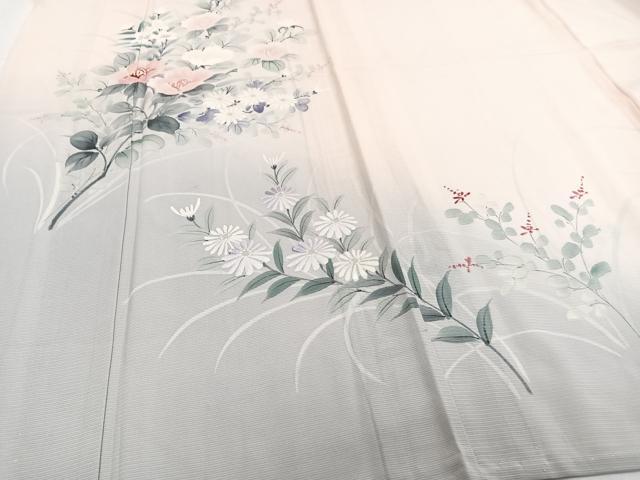 平和屋着物＊夏物　訪問着　絽　手描き　草花文　正絹　逸品　CABH5230xi