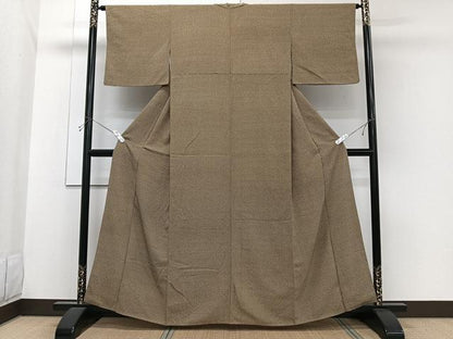 平和屋着物■上質な小紋　型染め　格子花文　正絹　逸品　CABH5257xi