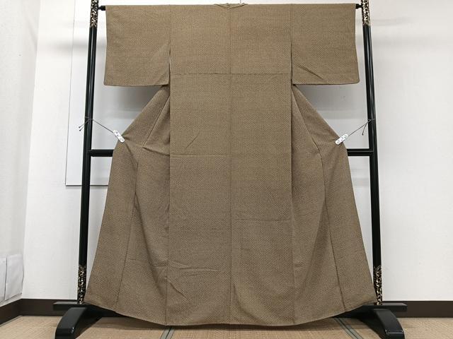平和屋着物■上質な小紋　型染め　格子花文　正絹　逸品　CABH5257xi