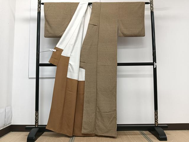 平和屋着物■上質な小紋　型染め　格子花文　正絹　逸品　CABH5257xi