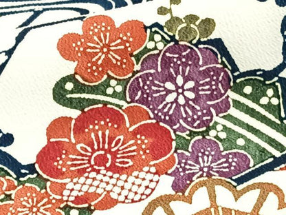 平和屋着物■上質な小紋　型染め　立波檜扇花文　正絹　逸品　CABH5258xi
