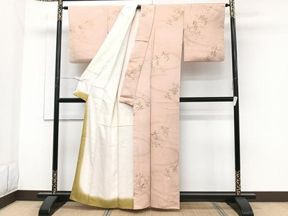平和屋着物■上質な小紋　流水草花文　地紋お越し　暈し染め　正絹　逸品　CABH5259xi