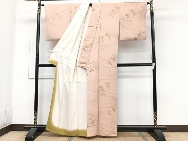 平和屋着物■上質な小紋　流水草花文　地紋お越し　暈し染め　正絹　逸品　CABH5259xi