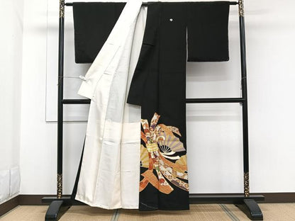 平和屋着物■豪華黒留袖　駒刺繍　束ね熨斗花文　金彩　正絹　逸品　未使用　CABH5261xi　