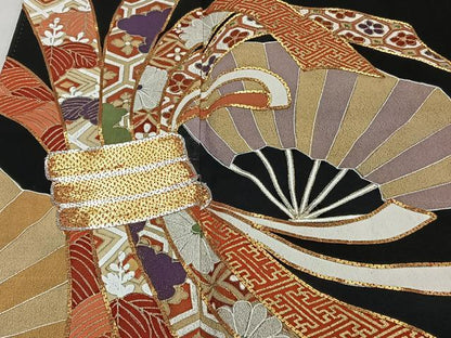 平和屋着物■豪華黒留袖　駒刺繍　束ね熨斗花文　金彩　正絹　逸品　未使用　CABH5261xi　
