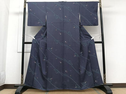 平和屋着物■上質な小紋　刺繍　青海波　正絹　逸品　CABH5264xi