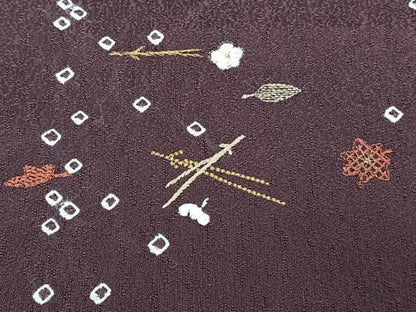 平和屋着物■訪問着　刺繍　松葉花文　金糸　正絹　逸品　CABH5266xi