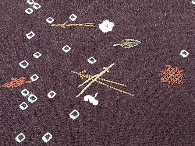平和屋着物■訪問着　刺繍　松葉花文　金糸　正絹　逸品　CABH5266xi