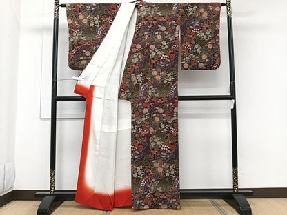 平和屋着物■上質な小紋　辻が花　金彩　鬼しぼ縮緬　正絹　逸品　CABH5267xi