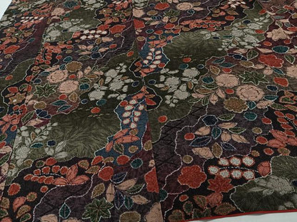平和屋着物■上質な小紋　辻が花　金彩　鬼しぼ縮緬　正絹　逸品　CABH5267xi