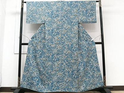 平和屋着物■上質な小紋　型染め　籬流水花文　松竹梅　正絹　逸品　CABH5269xi