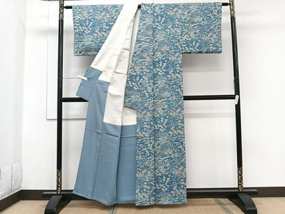 平和屋着物■上質な小紋　型染め　籬流水花文　松竹梅　正絹　逸品　CABH5269xi
