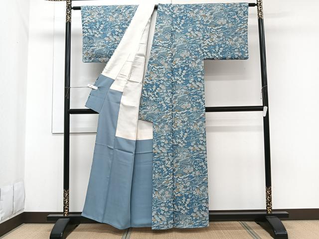 平和屋着物■上質な小紋　型染め　籬流水花文　松竹梅　正絹　逸品　CABH5269xi