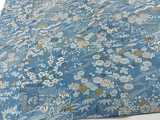 平和屋着物■上質な小紋　型染め　籬流水花文　松竹梅　正絹　逸品　CABH5269xi