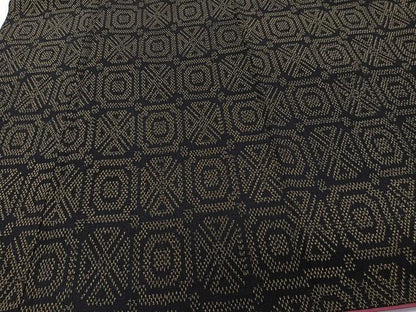 平和屋着物■上質な紬　幾何学文　黒地　正絹　逸品　CABH5276xi