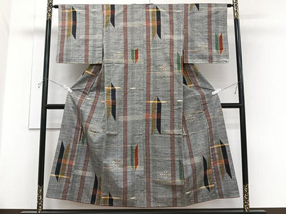 平和屋着物■上質な紬　矢羽文　正絹　逸品　未使用　CABH5277xi