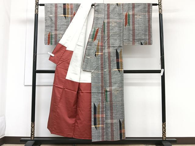 平和屋着物■上質な紬　矢羽文　正絹　逸品　未使用　CABH5277xi