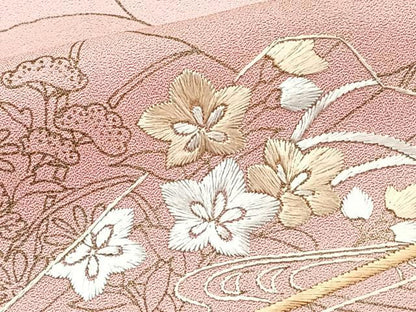 平和屋着物■訪問着　刺繍　檜扇花文　暈し染め　金彩　正絹　逸品　CABH5278xi