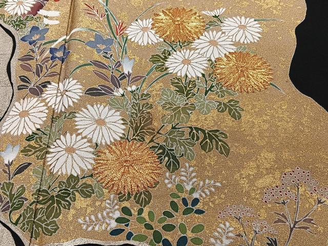 平和屋着物■豪華黒留袖　作家物　駒刺繍　道長流水草花文　金銀彩　正絹　逸品　CABH5310xi