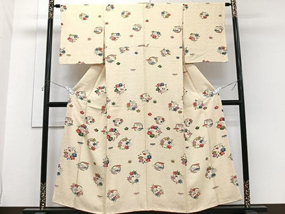 平和屋着物■訪問着　梅笹花丸文　正絹　逸品　CABH5311xi