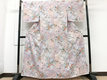 平和屋着物■上質な小紋　型染め　松竹梅風景花文　暈し染め　金彩　正絹　逸品　CABH5313xi