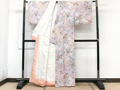 平和屋着物■上質な小紋　型染め　松竹梅風景花文　暈し染め　金彩　正絹　逸品　CABH5313xi