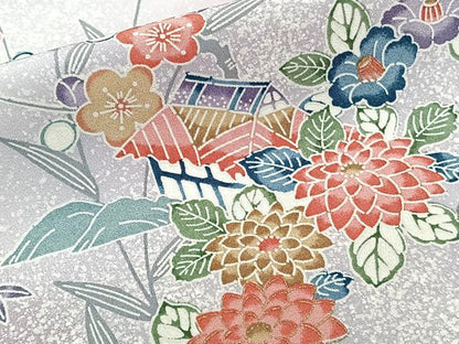 平和屋着物■上質な小紋　型染め　松竹梅風景花文　暈し染め　金彩　正絹　逸品　CABH5313xi