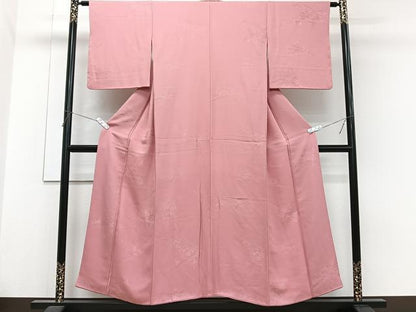 平和屋着物■上質な色無地　風景地紋　紅梅色　正絹　逸品　CABH5315xi