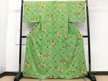 平和屋着物■上質な小紋　総絞り　檜垣花文　正絹　逸品　CABH5320xi