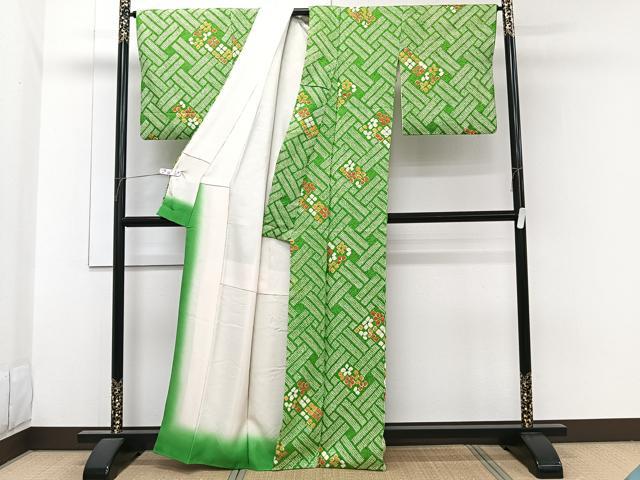 平和屋着物■上質な小紋　総絞り　檜垣花文　正絹　逸品　CABH5320xi