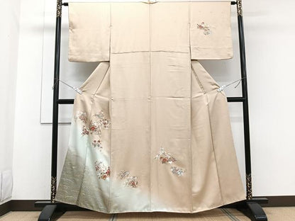 平和屋着物■訪問着　駒刺繍　立波地紙花文　松竹梅　暈し染め　金銀彩　正絹　逸品　CABH5321xi