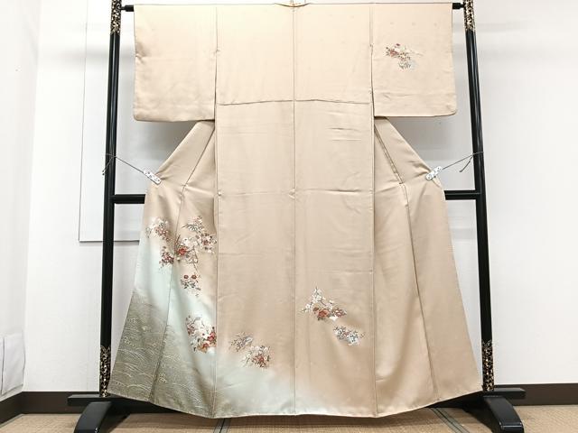 平和屋着物■訪問着　駒刺繍　立波地紙花文　松竹梅　暈し染め　金銀彩　正絹　逸品　CABH5321xi