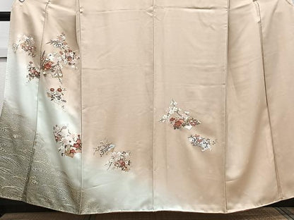 平和屋着物■訪問着　駒刺繍　立波地紙花文　松竹梅　暈し染め　金銀彩　正絹　逸品　CABH5321xi