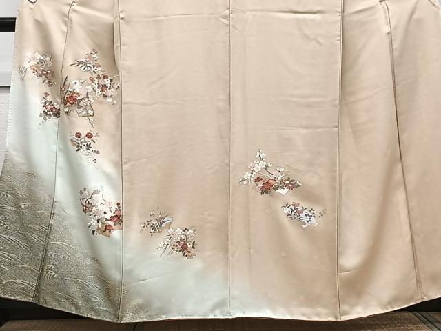平和屋着物■訪問着　駒刺繍　立波地紙花文　松竹梅　暈し染め　金銀彩　正絹　逸品　CABH5321xi