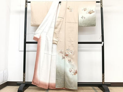 平和屋着物■訪問着　駒刺繍　立波地紙花文　松竹梅　暈し染め　金銀彩　正絹　逸品　CABH5321xi